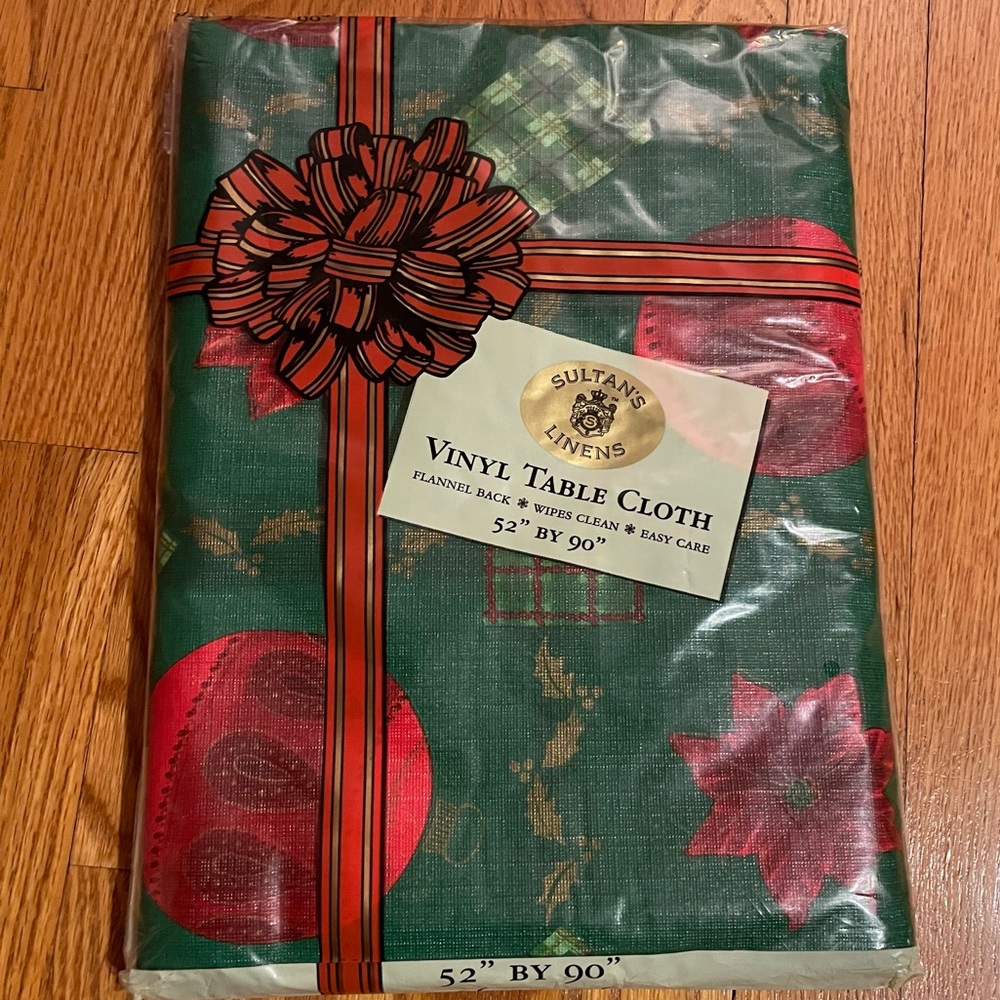 Holiday Vinyl Table Cloth by Sultan’s Linens 52” x 90”